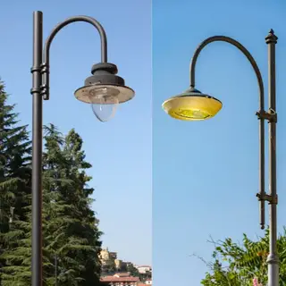 Lighting poles in city streets and parks