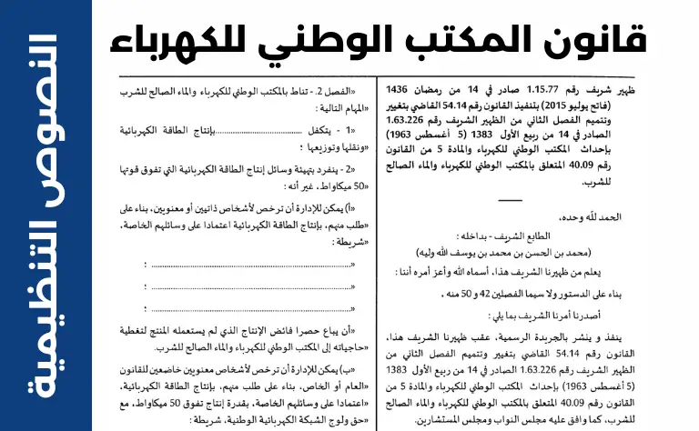 قانون المكتب الوطني للكهرباء بالمغرب رقم 40.09